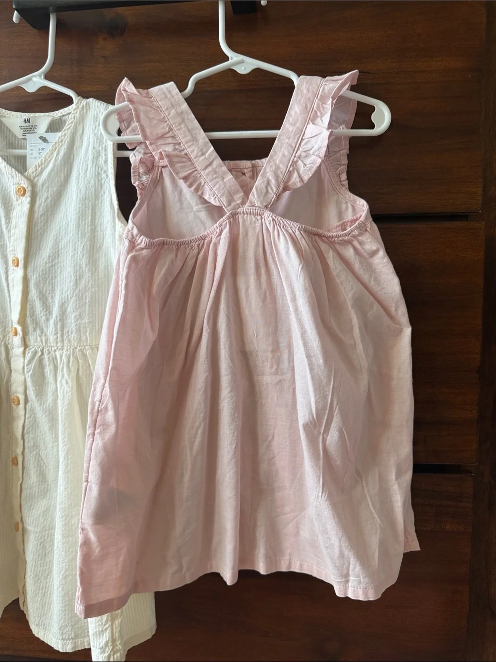 H&M Pink & Cream Button-Front Summer Dresses for Girls 3T NWT